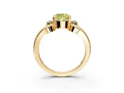 Solitaire Engagement Ring Setting for Fancy Yellow Cushion Cut Center with Twisted Band and Scroll Prong Head in Yellow Gold