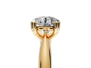 Solitaire Engagement Ring Setting for Round Cut Center with Reverse Tapered Band and Prong Head in Yellow Gold
