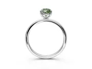 Hidden Halo Engagement Ring Setting for Fancy Green Pear-Shaped Center with Thin Round-Wire Band and Prong Head in White Gold