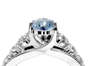 Solitaire Engagement Ring Setting for Fancy Blue Pear-Shaped Center with Graduated Shared Prongs and Prong Head in White Gold