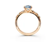 Solitaire Engagement Ring Setting for Fancy Blue Pear-Shaped Center with Trailing Leaf Accent Band and Prong Head in Rose Gold