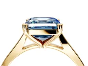 Solitaire Engagement Ring Setting for Fancy Blue Asscher Cut Center with Tapered Shoulders and Prong Head in Yellow Gold