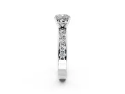 Solitaire Engagement Ring Setting for Cushion Cut Center with Channel-Set Accents and Prong Head in White Gold