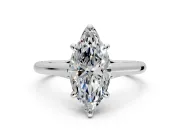 Solitaire Engagement Ring Setting for Marquise Center with Cathedral Band and Prong Head in Sterling Silver