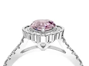 Milgrain Floral Halo Engagement Ring Setting for Fancy Pink Pear-Shaped Center with Pave Band and Prong Head in Platinum