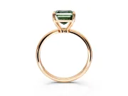 Minimalist Solitaire Engagement Ring Setting for Fancy Green Asscher Cut Center with Thin Band and Prong Head in Rose Gold