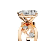 Solitaire Engagement Ring Setting for Pear-Shaped Center with Criss-Cross Accent Band and Prong Head in Rose Gold