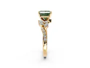 Solitaire Engagement Ring Setting for Fancy Green Princess Cut Center with Marquise Accent Twist Band and Prong Head in Yellow Gold