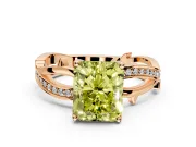 Solitaire Engagement Ring Setting for Fancy Yellow Radiant Cut Center with Pave and Plain Crossover Band and Prong Head in Rose Gold