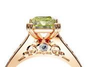 Solitaire Engagement Ring Setting for Fancy Yellow Radiant Cut Center with Channel Band and Double Claw Prong Head in Rose Gold
