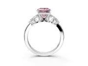 Leaf Cluster Engagement Ring Setting for Fancy Pink Princess Cut Center with Marquise Accents and Prong Head in Sterling Silver