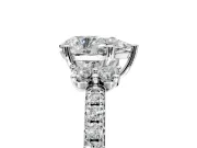 Paired Accent Engagement Ring Setting for Pear-Shaped Center with Pave Band and Prong Head in White Gold