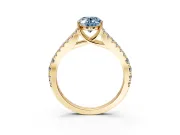 Solitaire Engagement Ring Setting for Fancy Blue Oval Center with Pave Split Shank and Prong Head in Yellow Gold