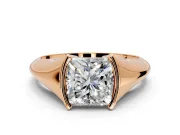Tension Engagement Ring Setting for Princess Cut Center with Wide Tapered Band and Tension Head in Rose Gold