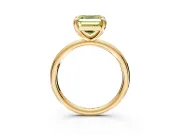 Low-Set Solitaire Engagement Ring Setting for Fancy Yellow Asscher Cut Center with Thin Plain Band and Prong Head in Yellow Gold