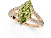 Solitaire Engagement Ring Setting for Fancy Yellow Marquise Center with Pave Split Shank and Prong Head in Rose Gold