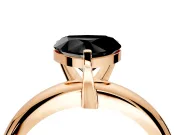 Solitaire Engagement Ring Setting for Fancy Black Heart-Shaped Center with Wire Band and Prong Head in Rose Gold
