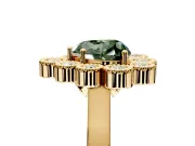 Cluster Halo Engagement Ring Setting for Fancy Green Heart-Shaped Center with Milgrain Bezel Accents and Prong Head in Yellow Gold