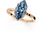 Hidden Halo Engagement Ring Setting for Fancy Blue Marquise Center with Wide Flat Plain Band and Prong Head in Rose Gold