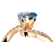 Solitaire Engagement Ring Setting for Fancy Blue Heart-Shaped Center with Pave Bypass Swirl Band and Prong Head in Rose Gold