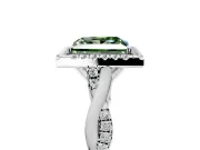 Halo Engagement Ring Setting for Fancy Green Princess Cut Center with Twist Band and Prong Head in Platinum