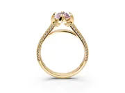 Solitaire Engagement Ring Setting for Fancy Pink Marquise Center with Accented Split Shank and Prong Head in Yellow Gold