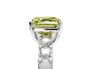 5 Stone Engagement Ring Setting for Fancy Yellow Asscher Cut Center with Plain Band and Prong Head in Sterling Silver