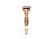 Solitaire Engagement Ring Setting for Fancy Pink Radiant Cut Center with Raised Channel Band and Prong Head in Rose Gold