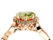 Halo Engagement Ring Setting for Fancy Yellow Heart-Shaped Center with Leaf Motif Split Shank and Prong Head in Rose Gold