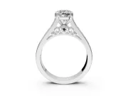 Solitaire Engagement Ring Setting for Cushion Cut Center with Channel Band and Double Claw Prong Head in Platinum