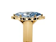 Halo Engagement Ring Setting for Fancy Blue Marquise Center with Knife Ridge Cathedral Band and Prong Head in Yellow Gold