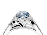 Halo Engagement Ring Setting for Fancy Blue Marquise Center with Narrow Pave Split Shank and Prong Head in Sterling Silver