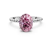 Solitaire Engagement Ring Setting for Fancy Pink Oval Center with 2-Strand Rope Twist Band and Prong Head in Platinum