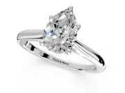 Solitaire Engagement Ring Setting for Pear-Shaped Center with Narrow Cathedral Band and Prong Head in White Gold