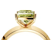 Solitaire Engagement Ring Setting for Fancy Yellow Princess Cut Center with Wide Knife Ridge Band and Prong Head in Yellow Gold