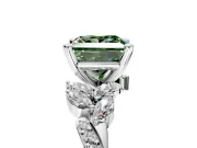 Solitaire Engagement Ring Setting for Fancy Green Princess Cut Center with Marquise Accent Twist Band and Prong Head in Sterling Silver