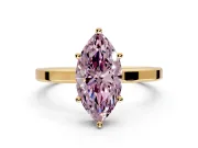 Hidden Halo Engagement Ring Setting for Fancy Pink Marquise Center with Wide Flat Plain Band and Prong Head in Yellow Gold
