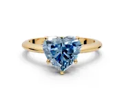 Solitaire Engagement Ring Setting for Fancy Blue Heart-Shaped Center with Knife Ridge Band and Claw Prong Head in Yellow Gold