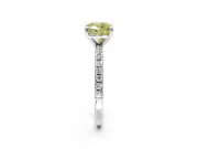 Solitaire Engagement Ring Setting for Fancy Yellow Cushion Cut Center with Fine Pave Narrow Band and Prong Head in Sterling Silver
