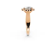 Halo Engagement Ring Setting for Oval Center with Square Band and Prong Head in Rose Gold