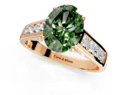Solitaire Engagement Ring Setting for Fancy Green Oval Center with Cathedral Channel Band and Prong Head in Rose Gold