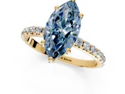 Solitaire Engagement Ring Setting for Fancy Blue Marquise Center with Micro Pave Band and Prong Head in Yellow Gold