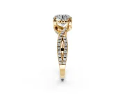 Solitaire Engagement Ring Setting for Round Cut Center with Narrow Twist Pave Band and Prong Head in Yellow Gold