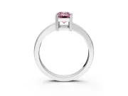 Solitaire Engagement Ring Setting for Fancy Pink Emerald Cut Center with Plain Band and Flat Tab Prong Head in Sterling Silver