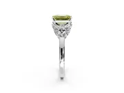 Leaf Cluster Engagement Ring Setting for Fancy Yellow Emerald Cut Center with Marquise Accents and Prong Head in Sterling Silver