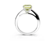 Solitaire Engagement Ring Setting for Fancy Yellow Asscher Cut Center with Flat-Sided Plain Band and Prong Head in Sterling Silver