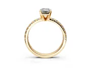 Solitaire Engagement Ring Setting for Emerald Cut Center with Large Accents and Prong Head in Yellow Gold