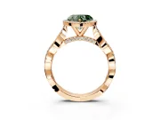 Halo Engagement Ring Setting for Fancy Green Heart-Shaped Center with Twist Band and Prong Head in Rose Gold