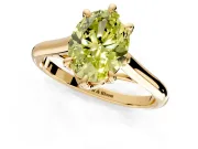 Solitaire Engagement Ring Setting for Fancy Yellow Oval Center with Cathedral Band and Prong Head in Yellow Gold