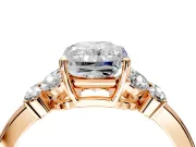 Solitaire Engagement Ring Setting for Radiant Cut Center with Marquise Flower Shoulders and Prong Head in Rose Gold